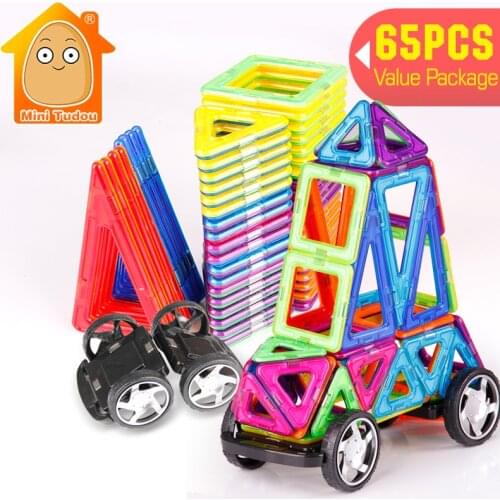 3D Assemblage 65PCS Building Blocks Model Kit Magnetic Constructor Gift Diy Enlighten Bricks Educational Kids DIY Toy