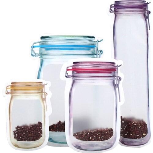 5/10/20pcs Jar Zipper Bags Grocery Candy Jar Food Storage Bags Portable Cookies Bags Kitchen Food Snacks Sealed Reusable Safe