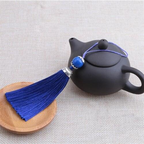 5PCS Pure Color Polyester With Beads Tassel Pendant Chinese Knot Tassel DIY Handicrafts Curtain Garment Sewing Accessories