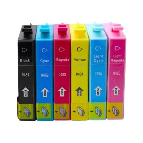 6pcs T0481 - T0486 Ink Cartridge For Epson Stylus Photo R200 R220 R300 R300M R320 R340 RX500 RX600 RX620 RX640 Printer