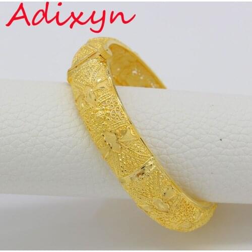 Adixyn 6.8cm/2.68inch Dubai Bangles For Women 24k Gold Color/Copper Bangles&Bracelet African/Arab/Middle Easter Party Gifts