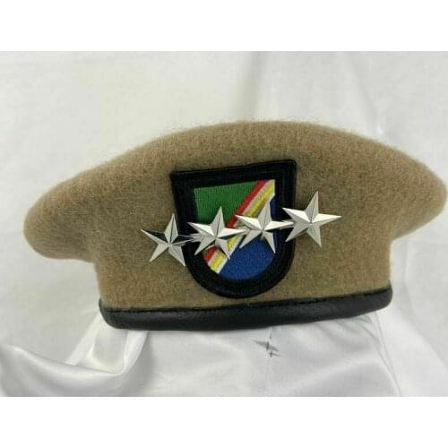 Us Army Ranger Regiment Wool Beret Khaki Army Officer 4 Star General Rank Hat armyshop2008