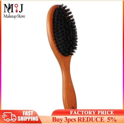 Anti-static Scalp Massage Combs Wooden Handle Natural Boar Bristle Brush for Household Salon Hair Brush Hair Styling Tool