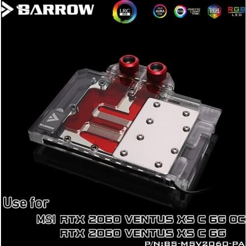 BARROW Water Block use for MSI RTX2060 Ventus XS C 6G OC / 5V 3PIN Header A-RGB