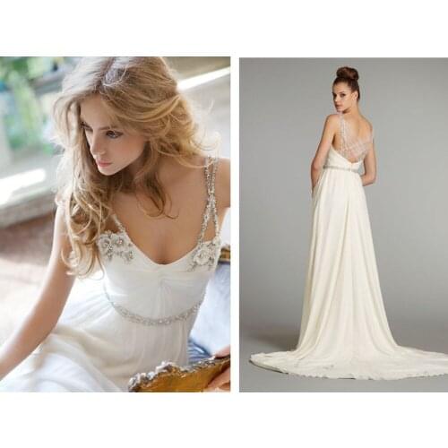 Free shipping vestido de festa women 2018 new sexy backless crystal beading chiffon long party bridal gown bridesmaid dresses