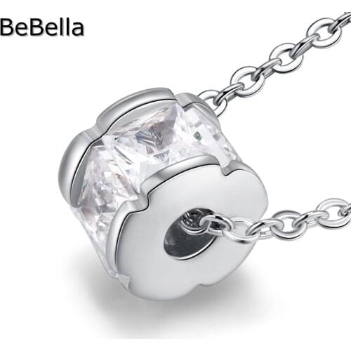 BeBella round circle bead stone Pendant Necklace with Micro Pave Setting fashion jewelry for women girls birthday gift