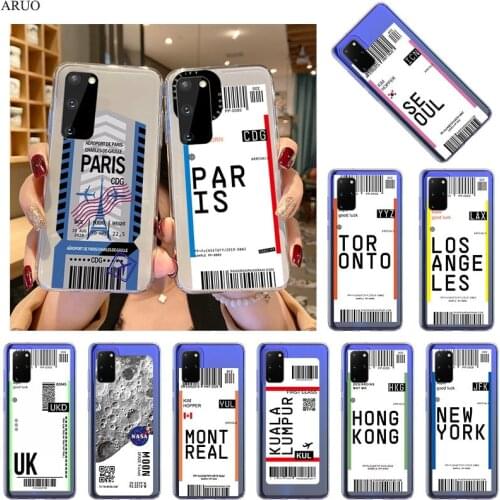 World City Simple travel ticket label Phone Case For Samsung S20 Ultra Note 20 10 Pro 9 8 S10 Lite S9 Soft Silicone Cases cover