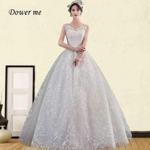 Elegant Wedding Dress GR733 V-Neck Sleeveless Vestido De Novia Embroidery Pattern Formal Bridal Gowns White Long Wedding Dresses