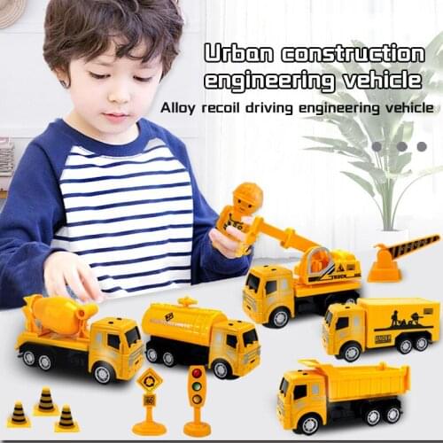 Toy Car Environmental Protection Plastic Engineering Vehicle Set Fire Car Toy Excavator Water Cannon Lift Car Model Toy