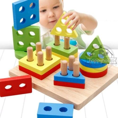 Montessori Toys Educational Wooden for Children Early Learning Exercise Hands-on ability Geometric Shapes Matching Games