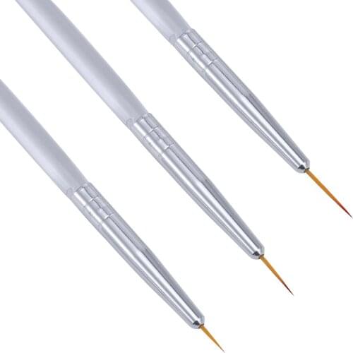 3 Pcs/Set Nail Art Brush Crystal Handle Double-headed Drawing Painting Pen Flower Stripes Thin Liner Builder Manicure Nail Tools