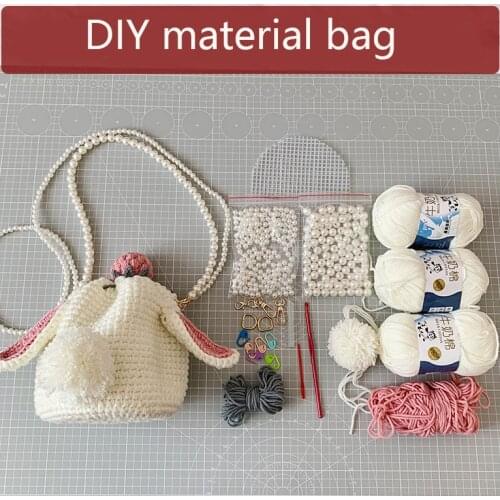 Rabbit Ear Strawberry Pearl Decoration Parts Material Set for Wool Handbag Bag DIY