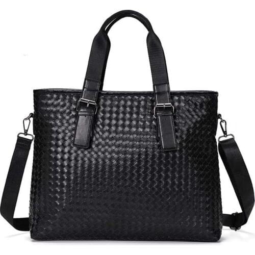 Fashion Women Briefcase Fashion Womens bag High Quality Thick Leather Bags Business Female Weave Knitting Handbags laptop bag