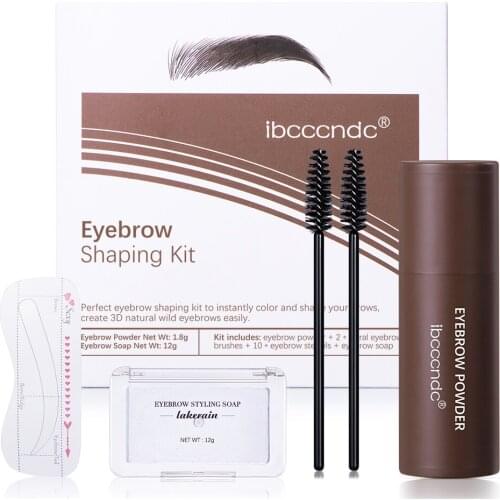 Quick Eyebrow Shaping Kit Brows Powder Stamp With 10pcs Stencils Brows Styling Soap Multifunction Hairline Contour Makeup Brown