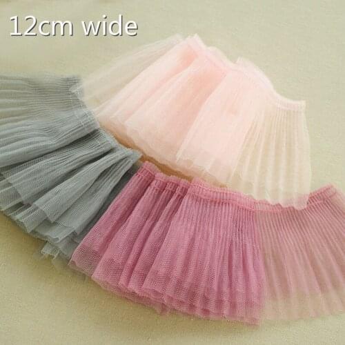 NEW Double-layer Gauze Pleated Beautiful Lace Fabric Diy Clothing Skirt Neckline Cuffs Trim Curtains Sofa Fast Sewing Supply