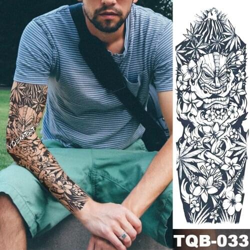 New 1 Piece Temporary Tattoo Sticker Volcanic tropical island style Tattoo Arm Body Art Big Sleeve Large Fake Tattoo Sticke