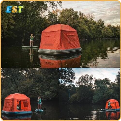 New Design Orange Inflatable Floating Shoal Water Camping House Raft Tent