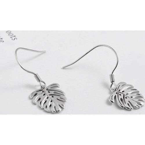 New Personality Banana Leaf 925 Sterling Silver Jewelry Ear Hook Temperament Not Allergic Earrings