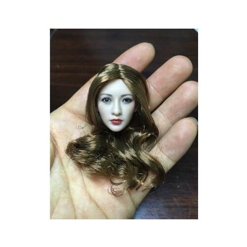 Custom 1/6 Asia Beauty Head Sculpt Similar to Liu Yan yellow hair 2017 new hot sale Female Head Model For 12'' PH Body toys