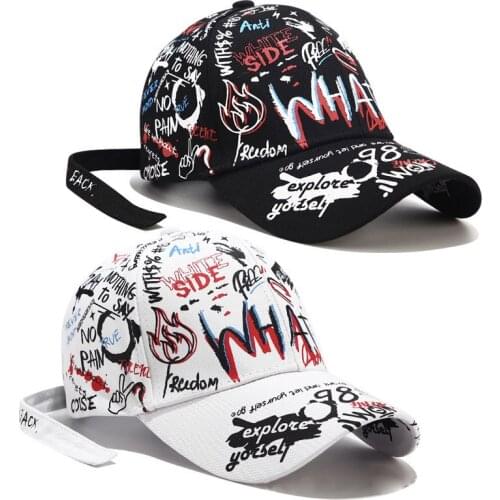 Casual Men Baseball Caps Cotton Baseball Cap Women Baseball Hat Hip Hop Girl Adjustable Snapback Personality Alphabet Graffiti