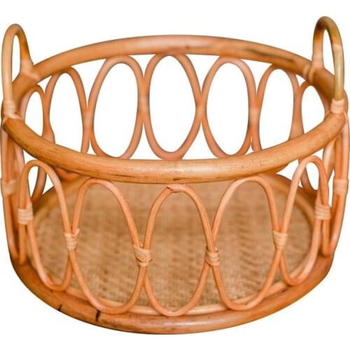 Newborn Photography Props Girl Round Vine Woven Basket Shoot Chair Bebe Poser Container Studio Fotografie Accessories