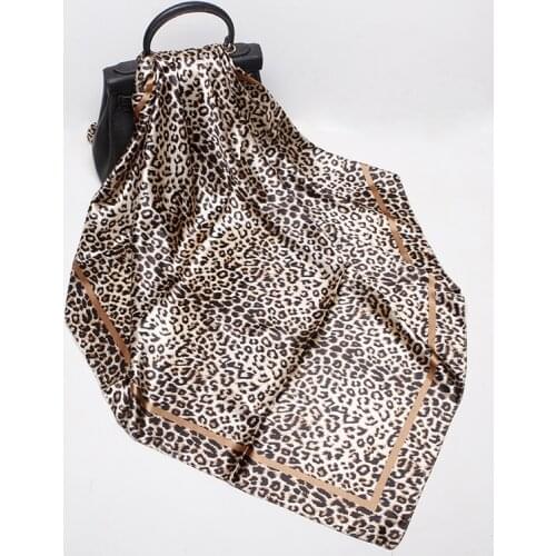 Luxury Brand silk Fashion Retro Lady Silk Scarf Thin Style High Quality Print Shawl Leopard grain Scarf Female Fulard 90*90cm