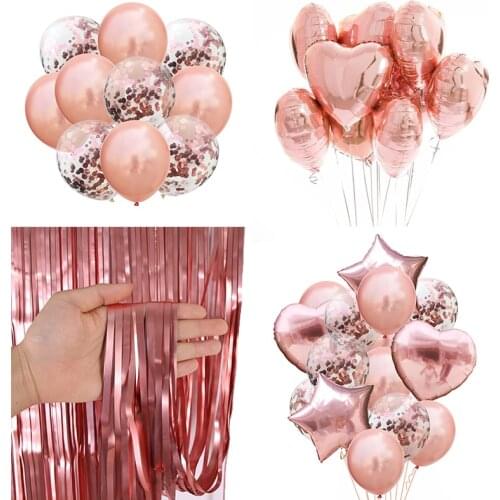 Rose Gold Confetti Balloon Number Foil Baloons Kids Adult Birthday Party Ballons Decoration Wedding Golobos Baby Shower Supplies