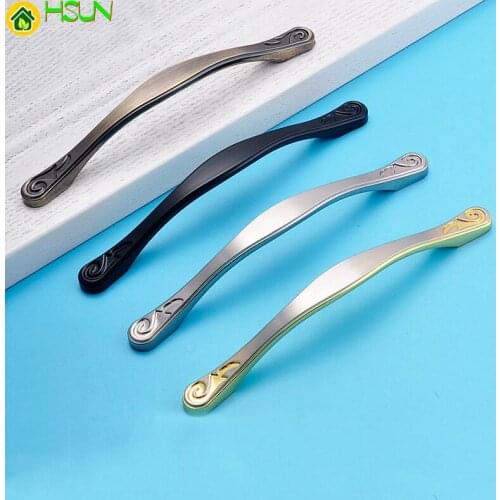 Door Pull Drawer Handle Metal Zinc Gold Black Silver Furniture Cabinet Kitchen Cupboard Wardrobe Dresser Closet Hardware Handle
