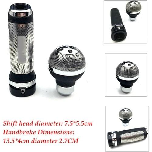 Manual Car Gear Stick Shifter Gear Shift Knob + Metal Mesh Handle Cover Universal