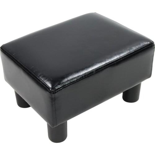 KKTONER PU Leather Ottoman Stool Modern Rectangle Seat Chair Footstool (Black)