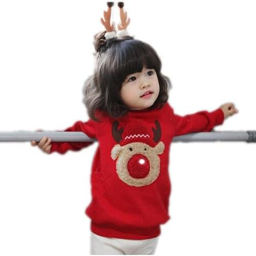 Xmas Kids Sweatshirts Spring Autumn Boys Tops Cartoon Christmas elk Girls Hoodies Outerwear Baby girls Costume Children Clothing
