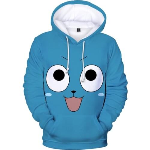 Fairy Tail Happy Cat 3d Hoodies Sweatshirt 2021 Autumn Anime Graphic Hoodie Fairy Tail Full 3d Boys Thin Sweatshirts Sportswear