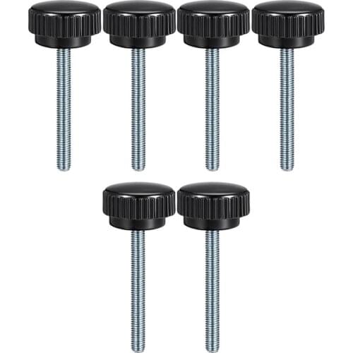 Uxcell M8 x 60mm Male Thread Knurled Clamping Knobs Grip Thumb Screw on Type Widely used for lathe machine, mechanical 6 Pcs