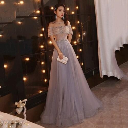 Evening Dress 2020 New Banquet Annual Meeting Dress Elegant Temperament Long Model Host Birthday Photo Fairy Dress