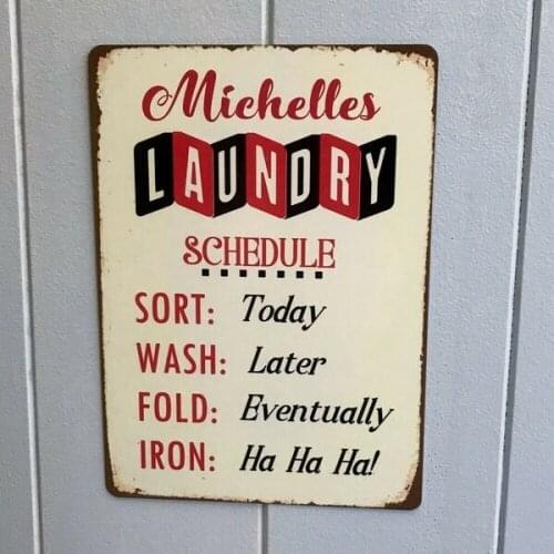 Vintage Laundry Schedule Retro 20X30 Tin Sign Metal Sign Metal Poster Metal Decor Wall