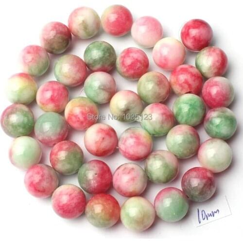 High Quality 10mm Pretty Round Shape Mixedcolor Jades Stone Loose Beads Strand 15" DIY Creative Jewellery Making w2171