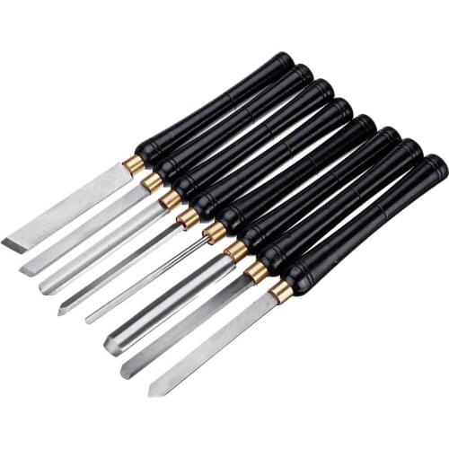 High Speed Steel Lathe Chisel Wood Turning Tool with Wood Handle Woodworking Tool Total Length 405mm 8 Types