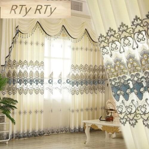 Curtains for Living Dining Room Bedroom New European Style Water Soluble Embroidery Curtain Tulle Valance for Windows Drapes