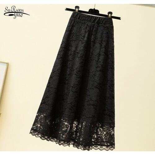 2021 Summer Sexy Black Long Skirt Faldas Plus Size Loose High Waist Women Skirts Loose A- Line Midi Skirt for Women Skirts 9833