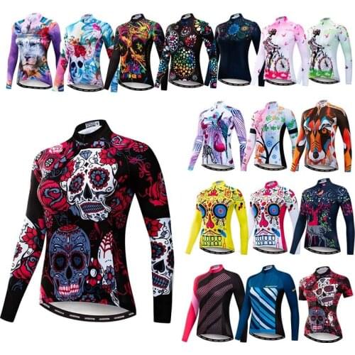 Weimostar Cycling Jersey Women Winter Long Sleeve Skull Bike Clothing MTB Ropa ciclismo Maillot Bicycle Shirts Clothes Tops
