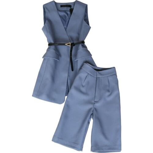 Ladies suit autumn women new style fashion OL temperament vest five-point pants two-piece set occupation two piece set women