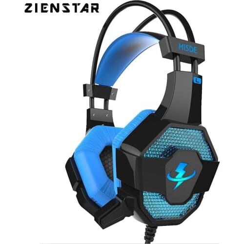 Zienstar Stereo Gaming Headset Deep Bass Computer Game Headphones Wired with Mic and LED Light for Laptop PC Gamer