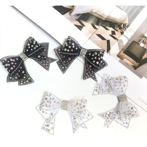1 Piece 11X7cm Mesh Yarn Bow Jewelry Accessories Accessories Decorative Buckle DIY Handmade Children Rhinestone Shoe Flower