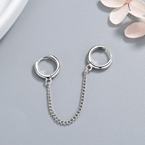 1 pcs 925 Sterling Silver After The Ear Chain Stud Earring for Women Kids Christmas Gifts Jewelry pendientes eh1294