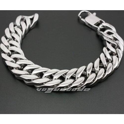 12 Length Huge 316L Stainless Steel Cuban Chain Mens Bracelet 5R001(9.0inch)
