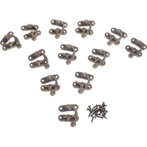 12Pcs Antique Bronze/Gold Padlock Hasp Hook Lock For Jewelry Wooden Box Hasps Decorative Hasp Latch Furniture Hardware 28x28mm