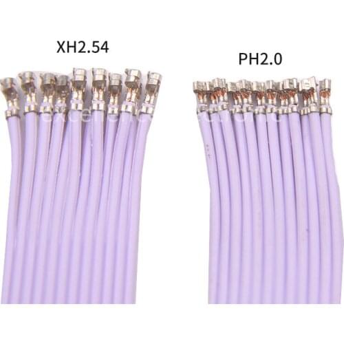5PCS PH2.0 XH 2.54mm 12P red and white flat cable single head double head Terminal line 10cm 20cm 30cm (No plastic shell )