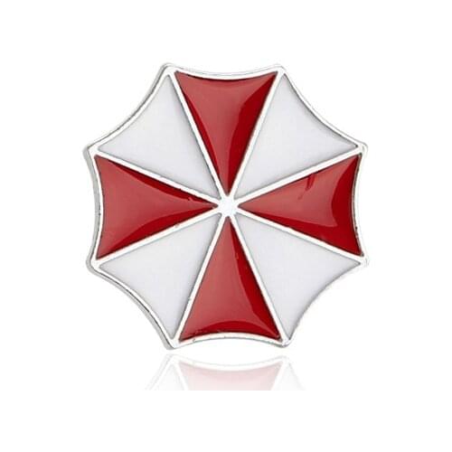 Brooch Pin Alice Umbrella Corporation Red White Enamel Logo Badge Hot Movie Game Jewelry Man Woman
