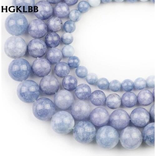 HGKLBB Natural Stone Blue sea Round Loose Spacer Beads For Jewelry Making /6/8/10/12MM bracelet necklace DIY Accessories Finding