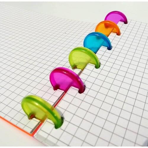 100Pcs Colorful Notebook Binding Disc Black Plastic Round Buckle Roll Mushroom Book Binding Disc Round Office Supplies Storage